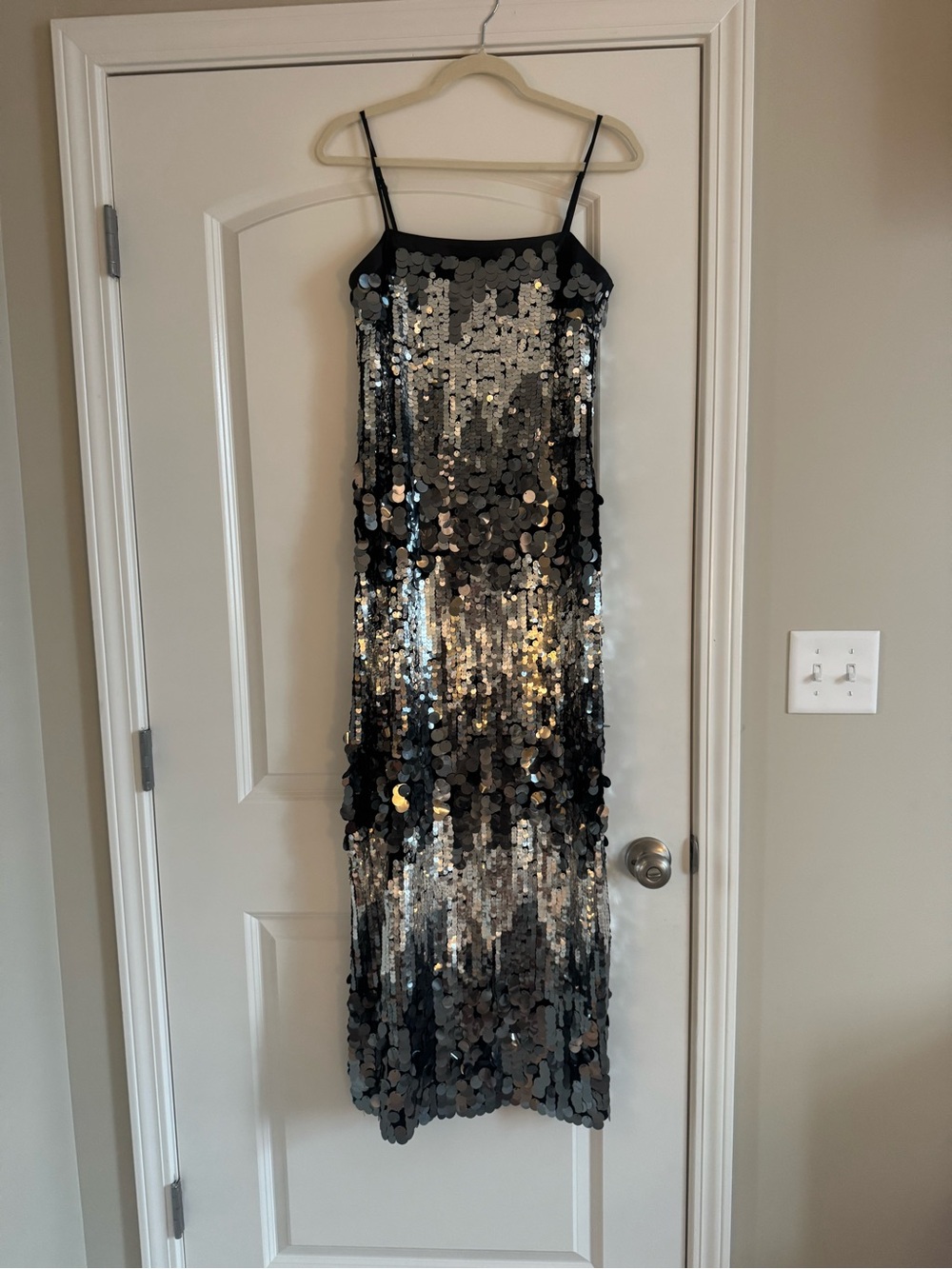 A/X Armani Exchange Silver and Black Sequin Midi Dress